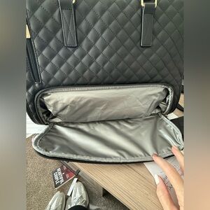 Quilted Black Handbag with Silver Interior
